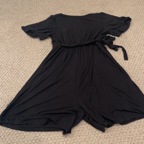 Isabel maternity V neck black romper with waist tie. Size M.